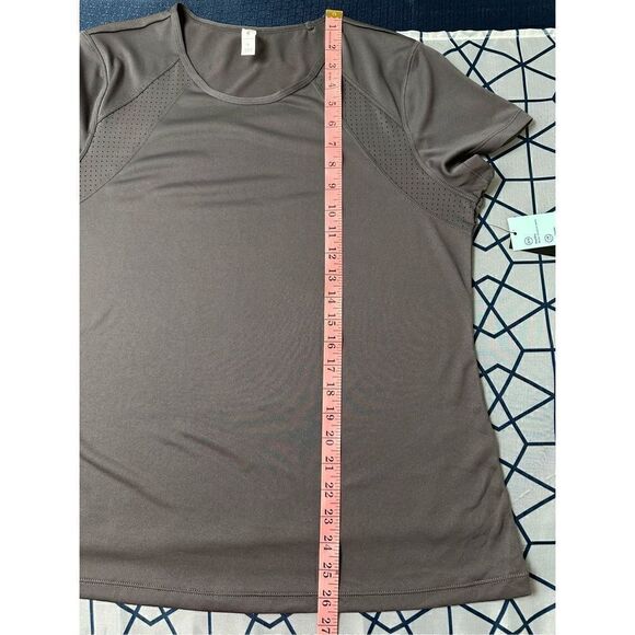 Ideology Women’s Deep Charcoal Perforated Crewneck T-Shirt Size Large - Picture 13 of 14